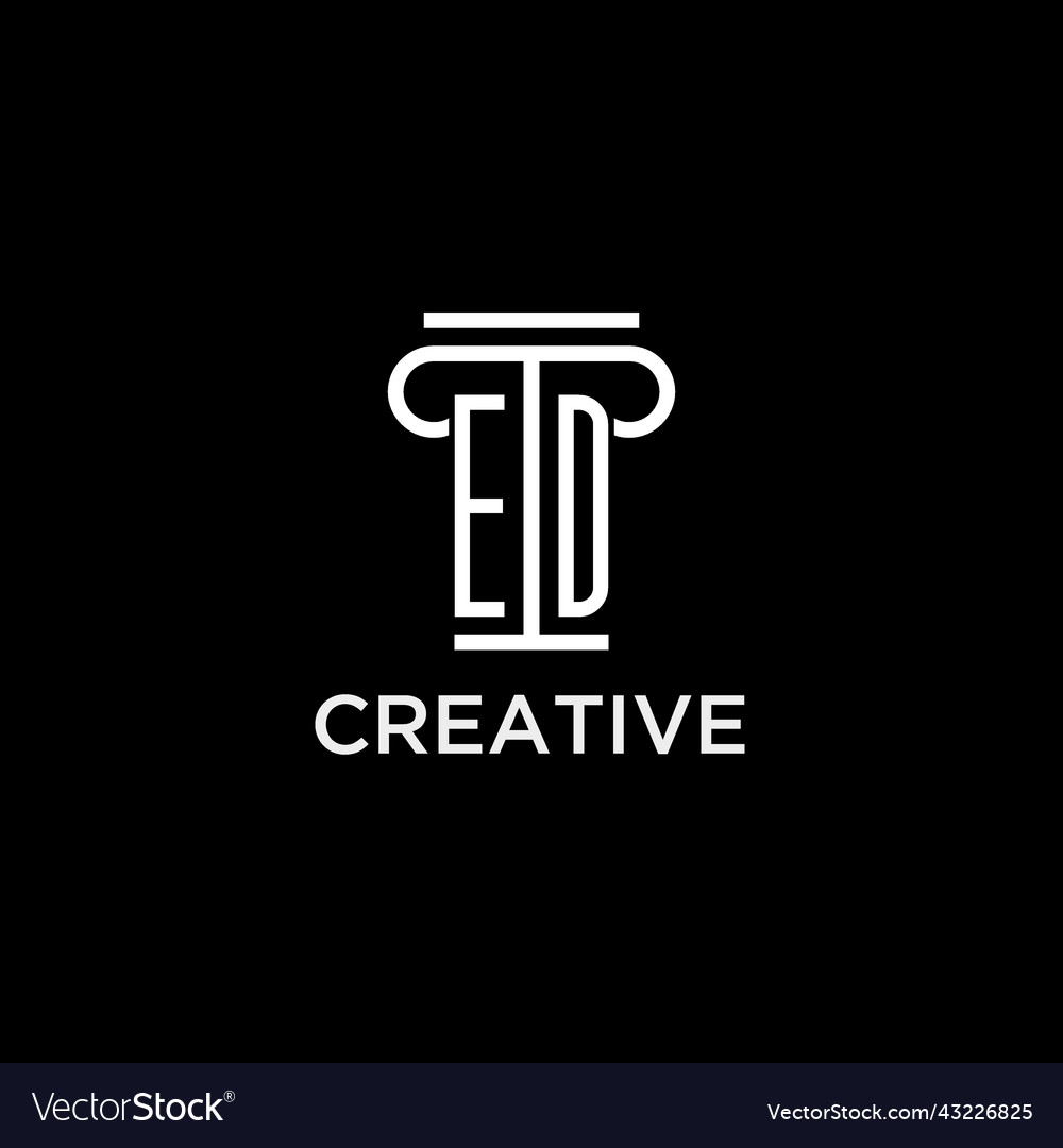 Ed monogram initial logo with pillar shape icon vector image Ed monogram initial logo with pillar shape icon