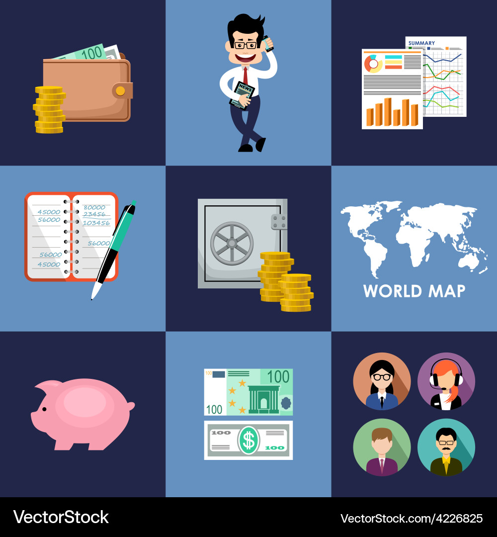 Finance banking set Royalty Free Vector Image - VectorStock