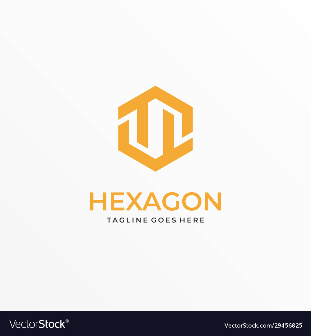 Logo hexagon flat color line art style