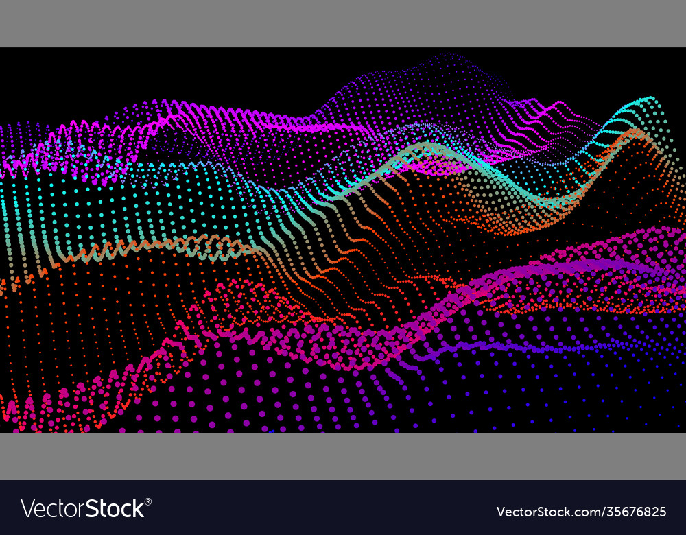 Sea waves from node hud data dots flow research Vector Image Sea waves from node hud data dots flow research