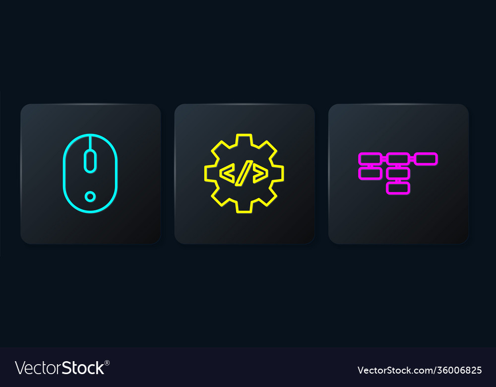 Set line computer mouse site map and front end vector image Set line computer mouse site map and front end