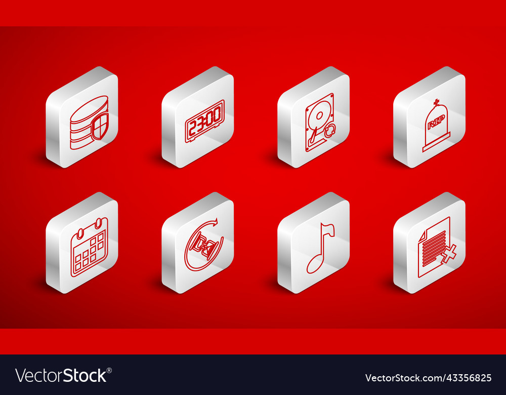 Set line delete file document digital alarm clock vector image Set line delete file document digital alarm clock