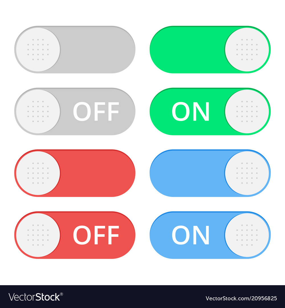 Set of colorful toggle switch icons