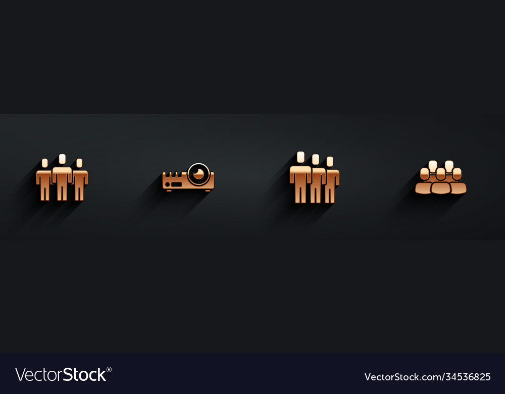 Set users group media projector and project team vector image Set users group media projector and project team