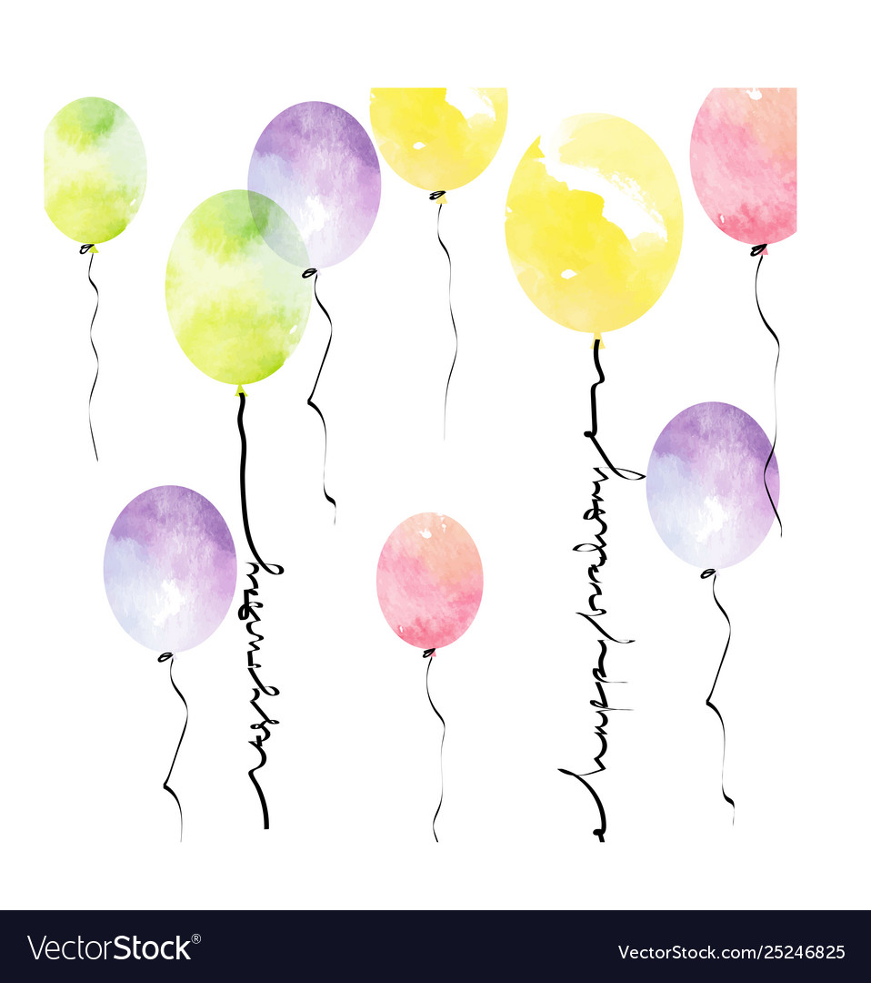 Water color balloons for happy birthday background