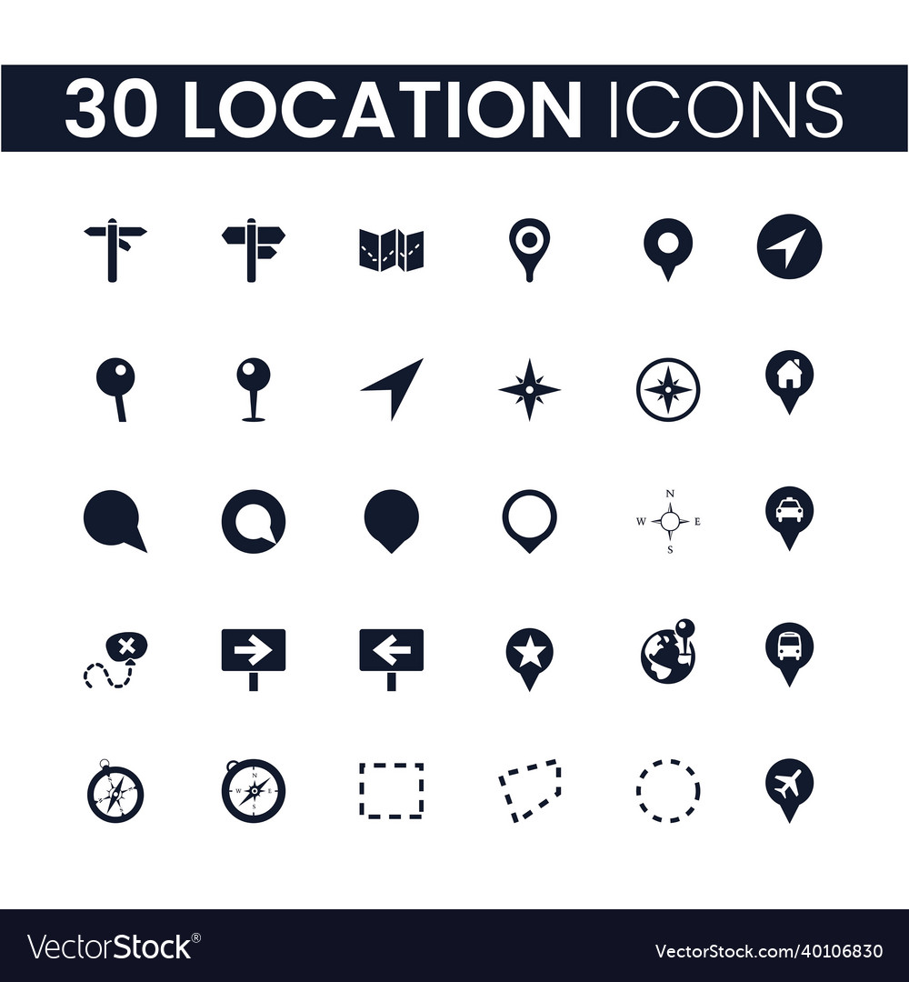 30 location icons set