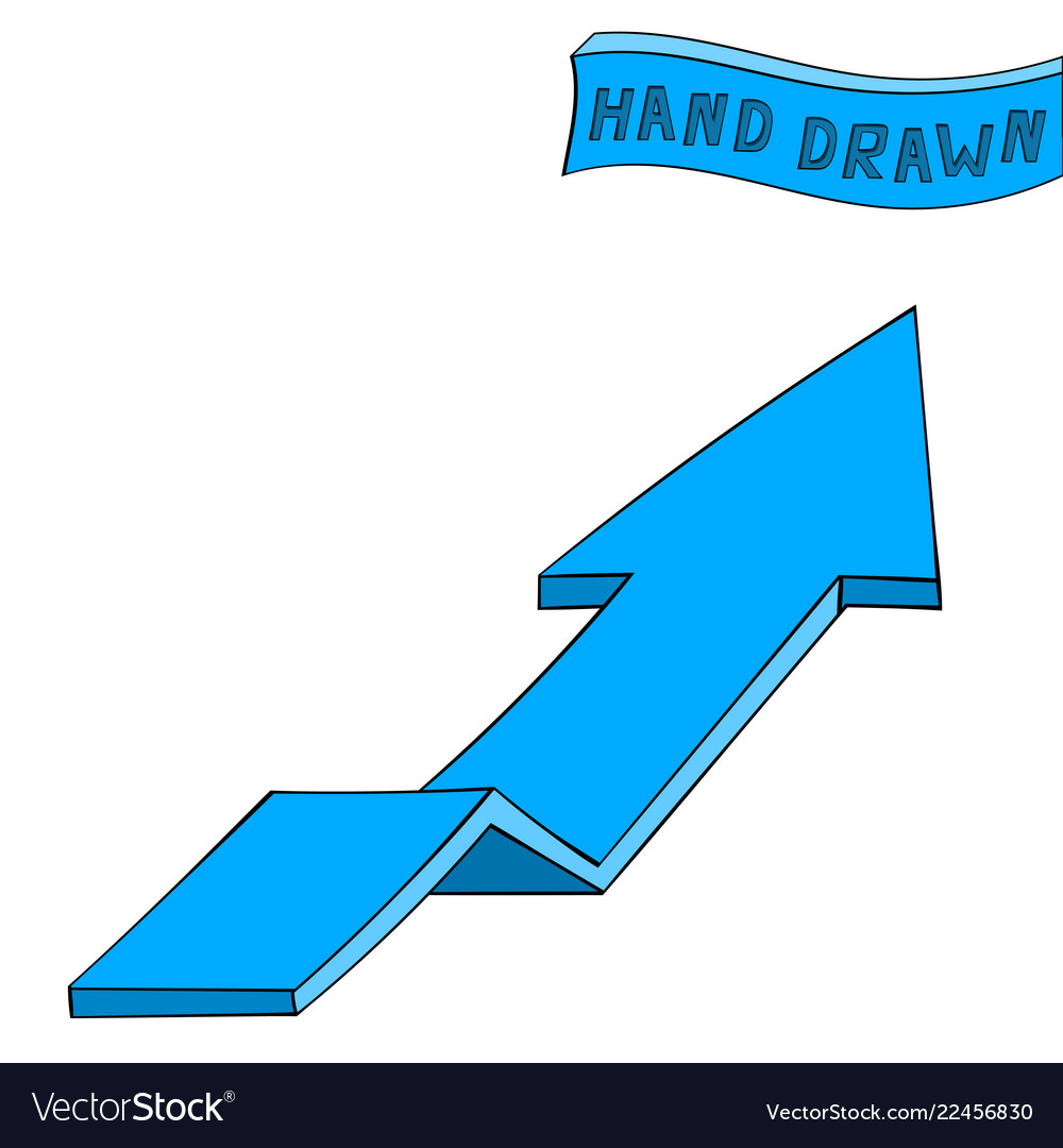 Blue arrow up sign hand drawn sketch