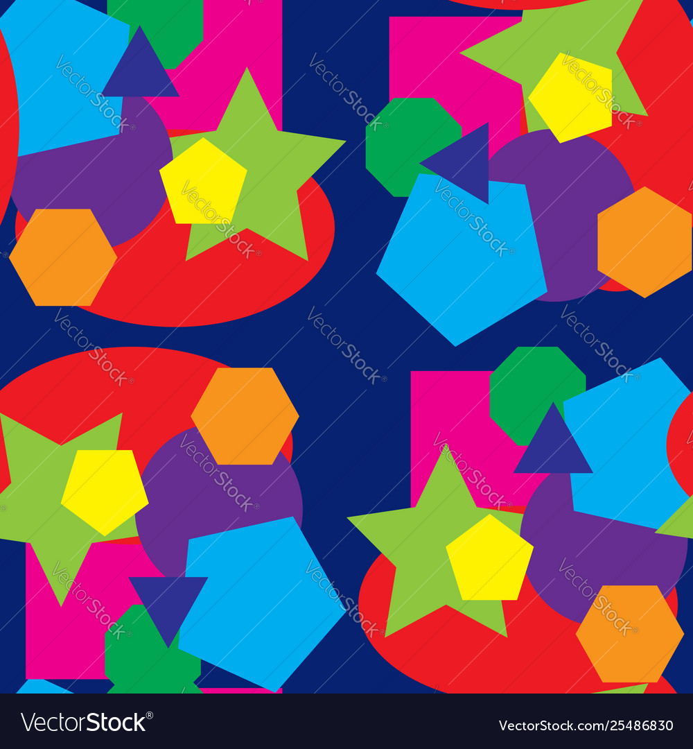 Colored seamless pattern and various shapes vector image Colored seamless pattern and various shapes