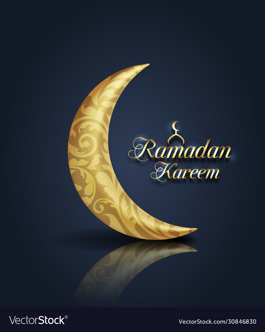 Crescent islamic for ramadan kareem golden half Vector Image