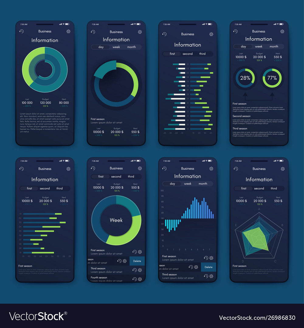 Different ui ux gui screens and flat web icons Vector Image