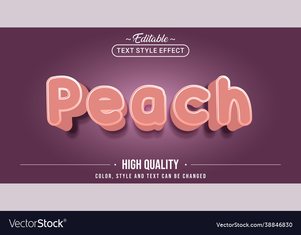Editable text style effect peach text style Vector Image