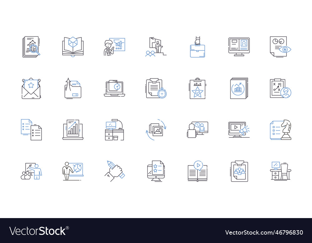 Explanation line icons collection clarification vector image Explanation line icons collection clarification
