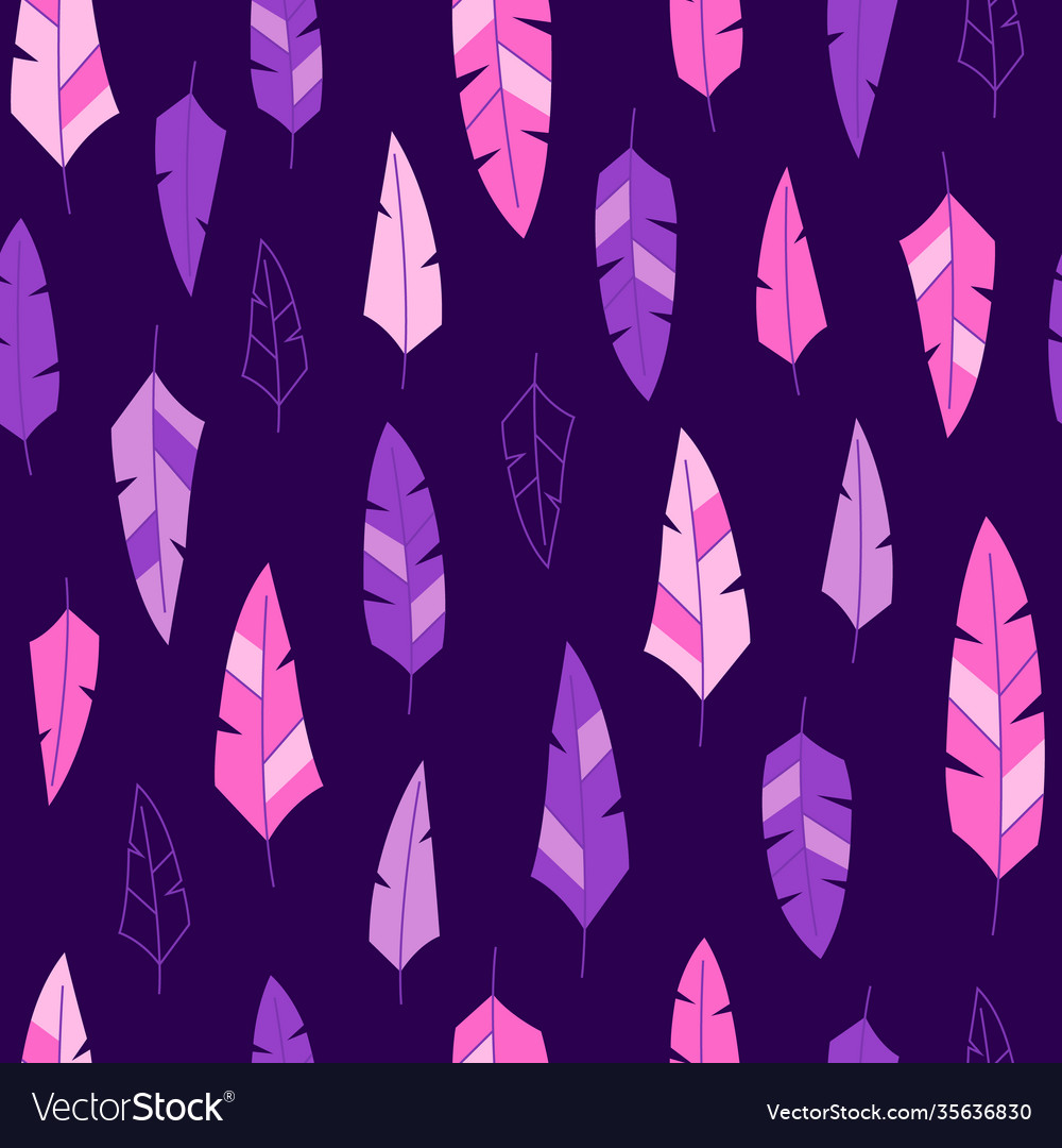 Feathers seamless pattern on dark backdrop Vector Image Feathers seamless pattern on dark backdrop