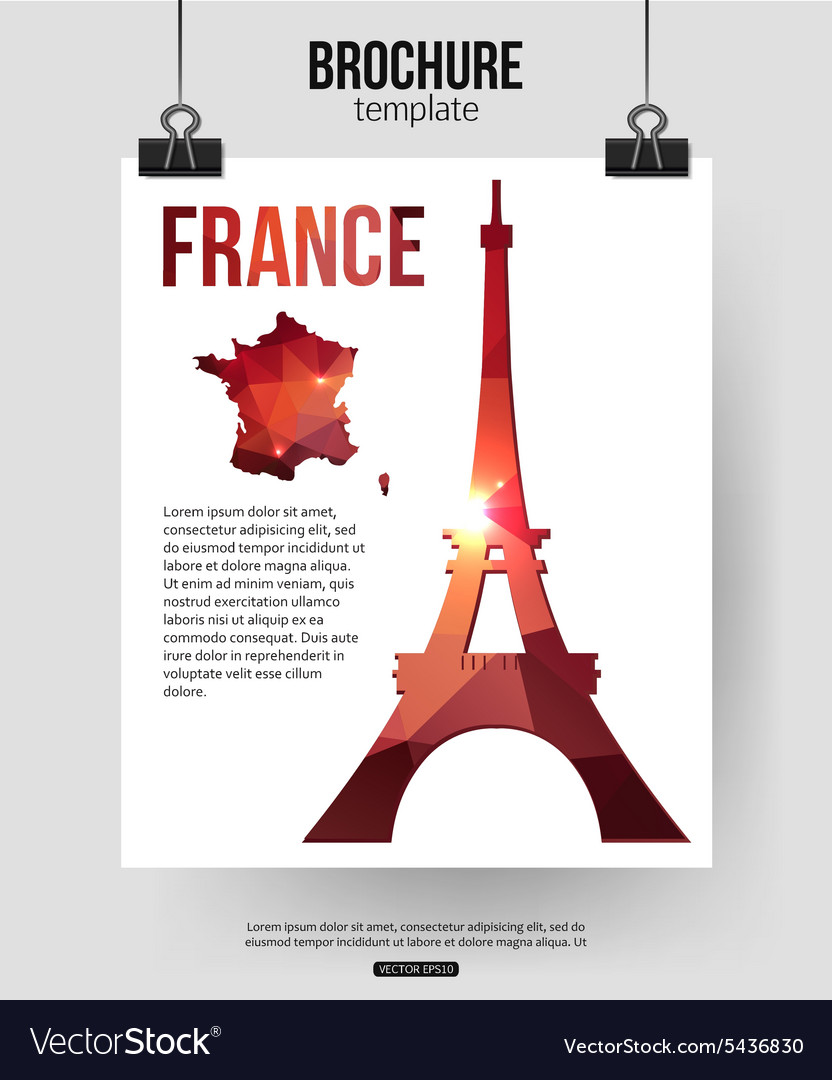 France travel background brochure with map Vector Image