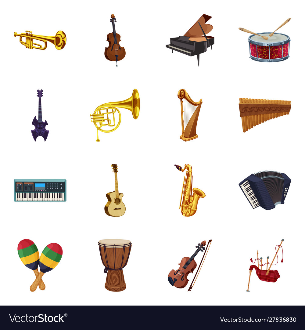 Isolated object music and tune icon collection vector image Isolated object music and tune icon collection