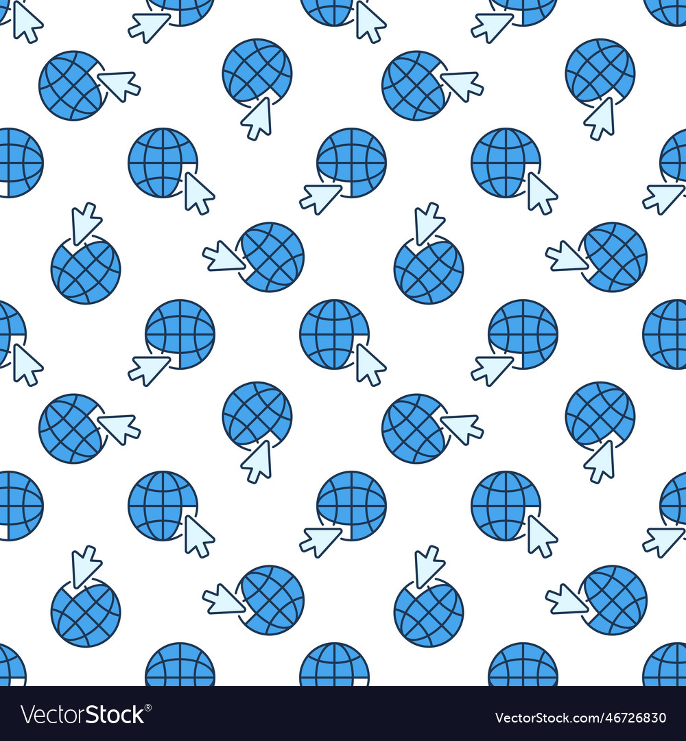 Mouse click on globe colored seamless pattern