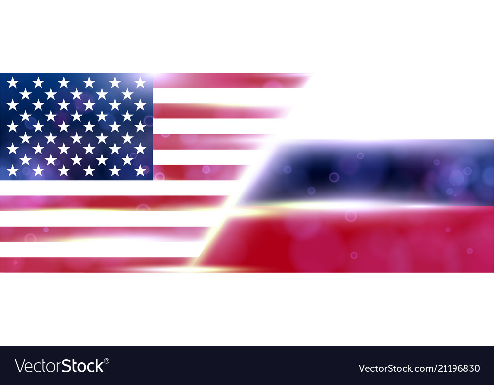 National flag of usa and russia modern