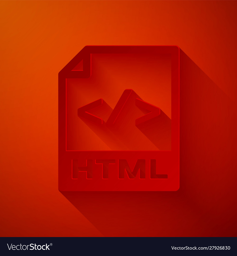Paper cut html file document download button vector image Paper cut html file document download button