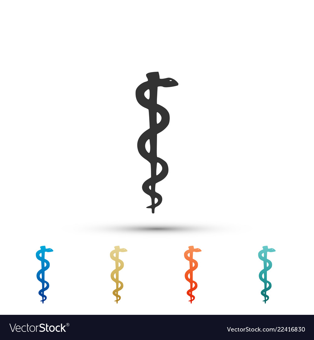 Rod of asclepius snake coiled up silhouette icon