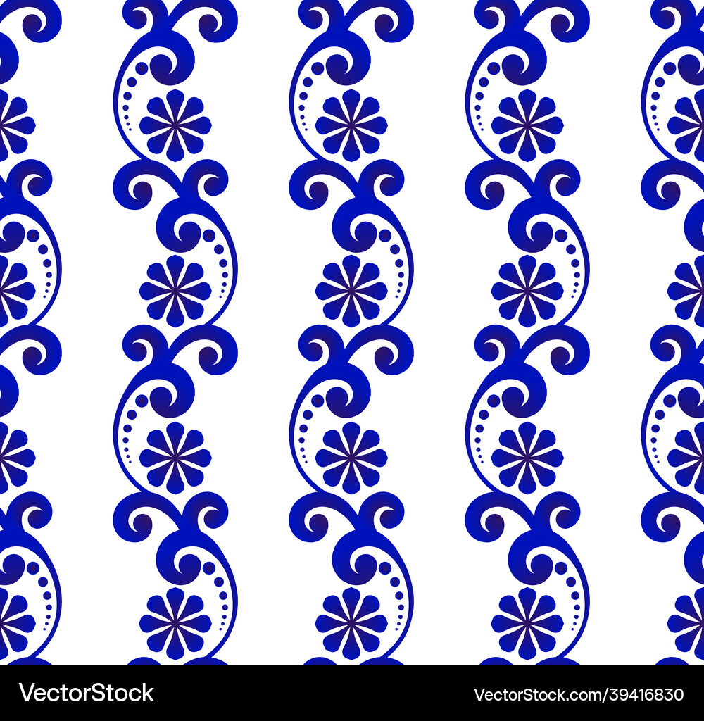 Seamless floral blue pattern Royalty Free Vector Image