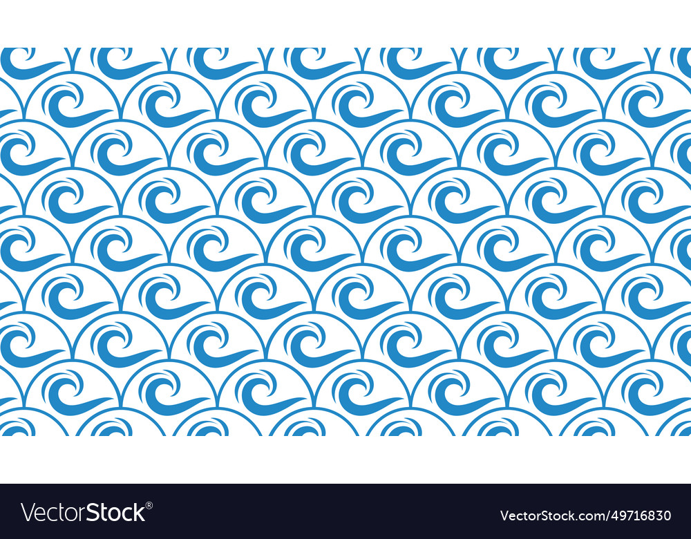Seamless repetitive curvy waves pattern vector image Seamless repetitive curvy waves pattern