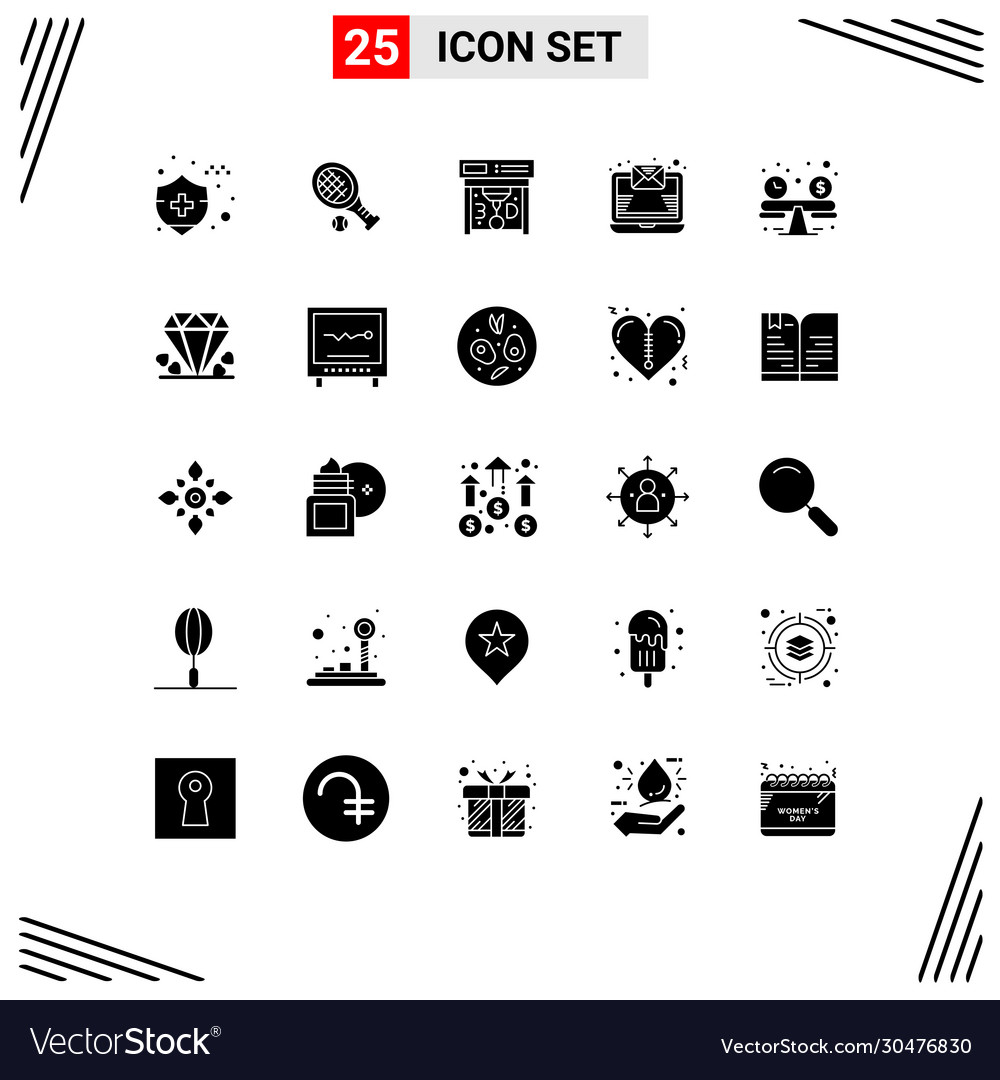 Set 25 modern ui icons symbols signs for gift