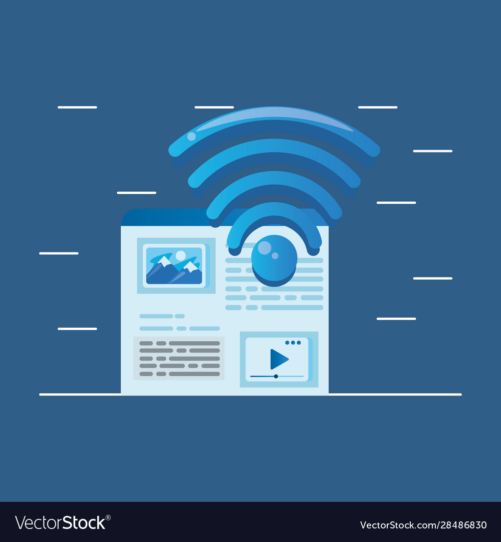 Template webpage window with wifi signal