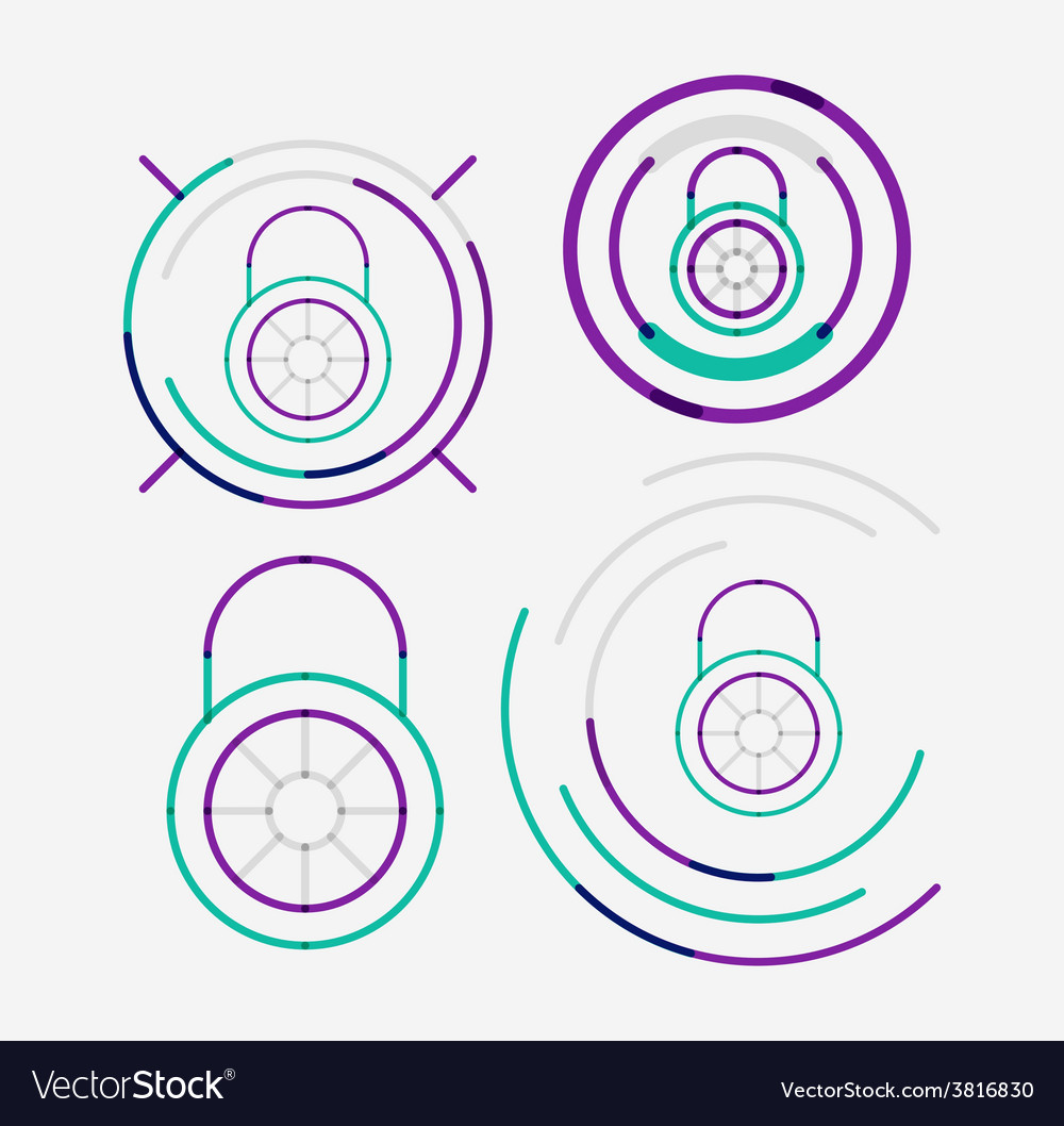 Thin line neat design logo set lock concepts