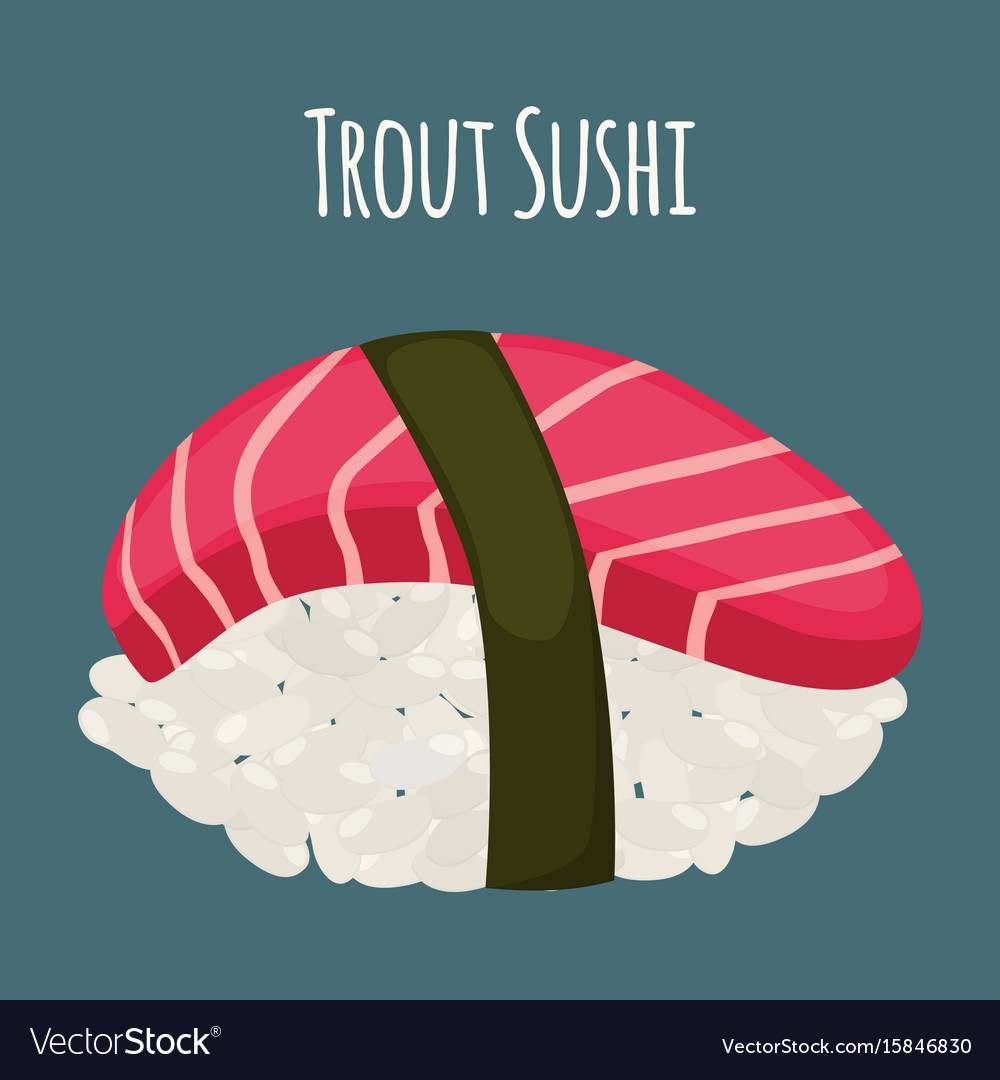 Trout sushi - asian food with fish rice