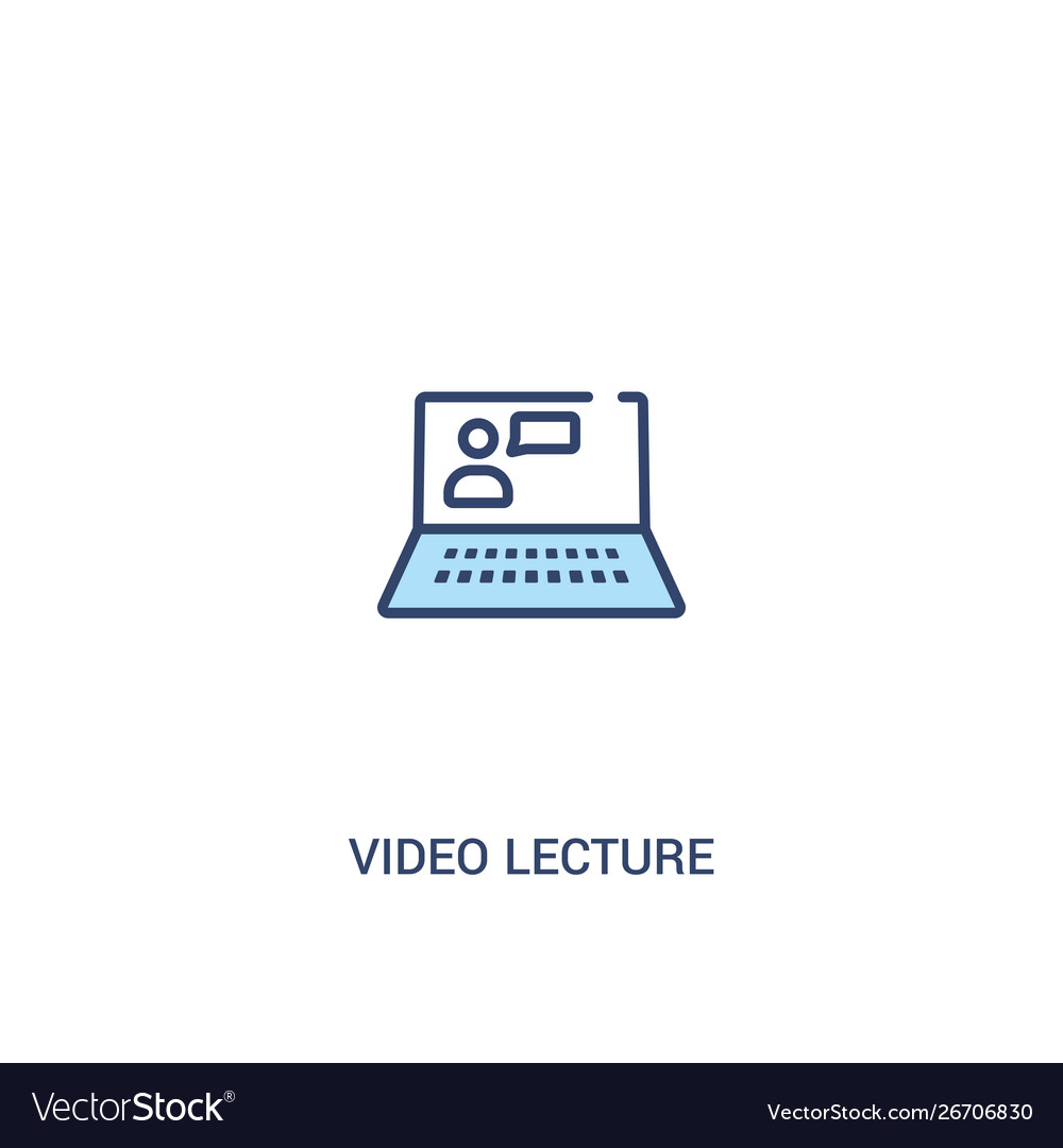Video lecture concept 2 colored icon simple line