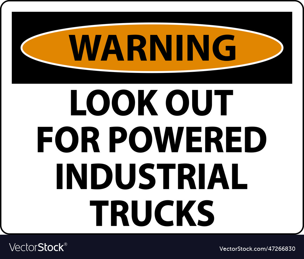 Warning look out for trucks sign on white