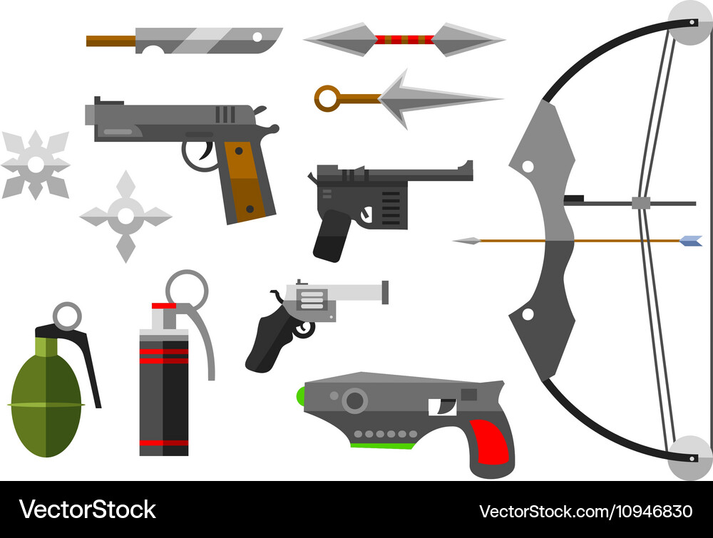 Weapons collection icons Royalty Free Vector Image