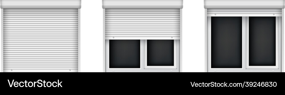 White double metal-plastic windows with blinds Vector Image