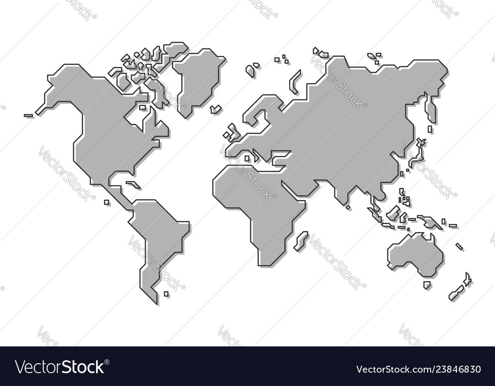 Simple World Map Outline World map simple cartoon and outline style Vector Image