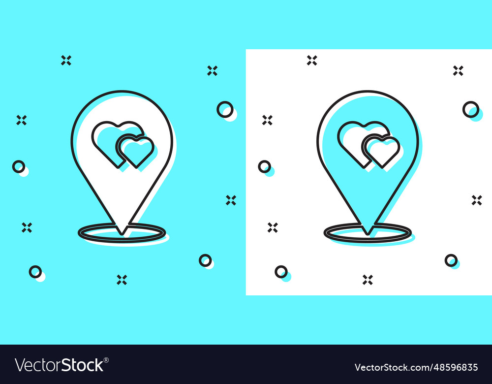Black line map pointer with heart icon isolated vector image Black line map pointer with heart icon isolated