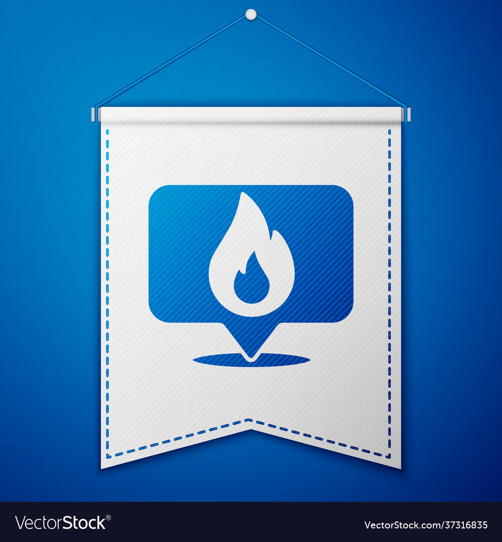 Blue map pointer with fire flame icon isolated vector image Blue map pointer with fire flame icon isolated
