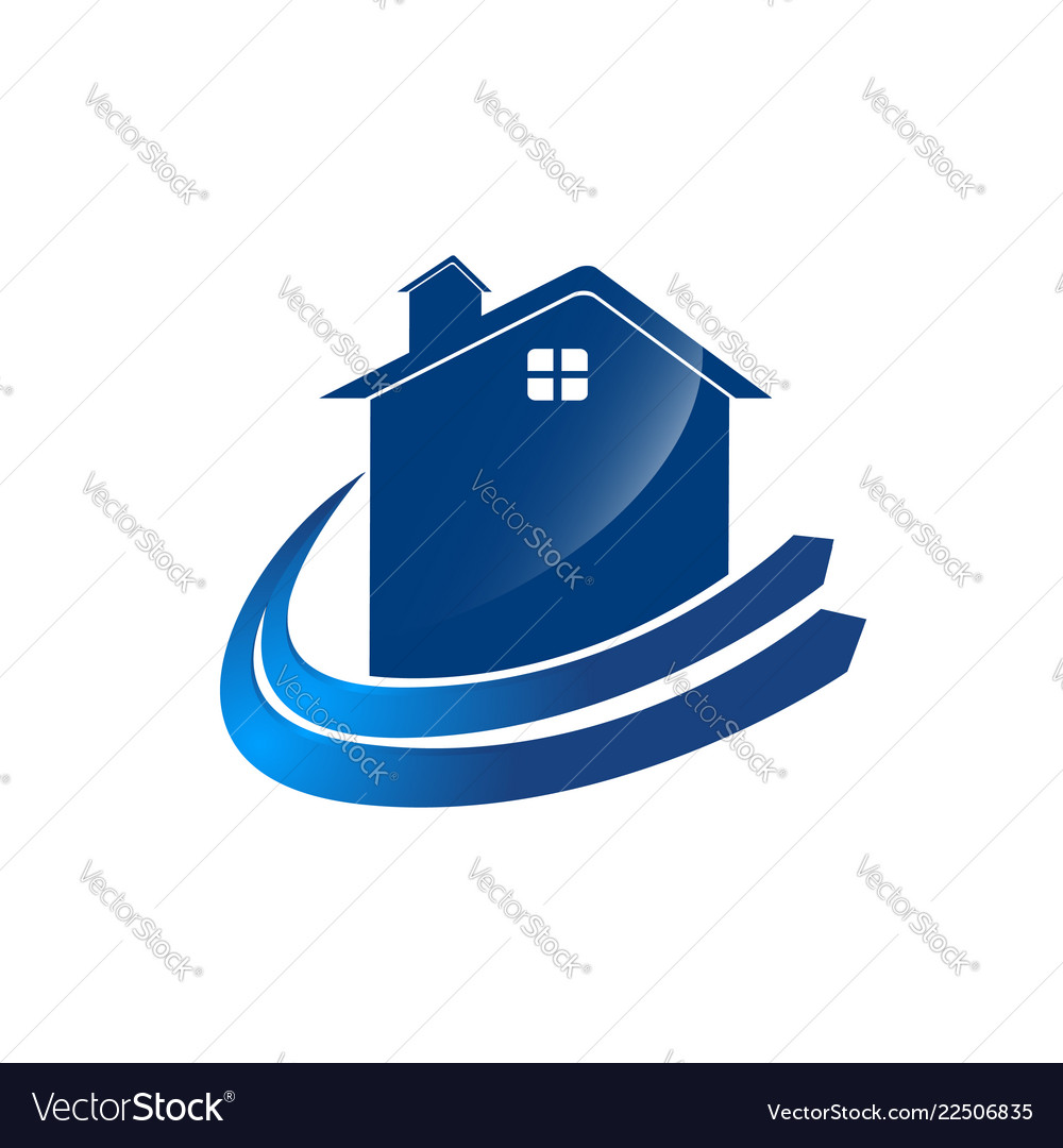 Check home logo template with blue color arrow