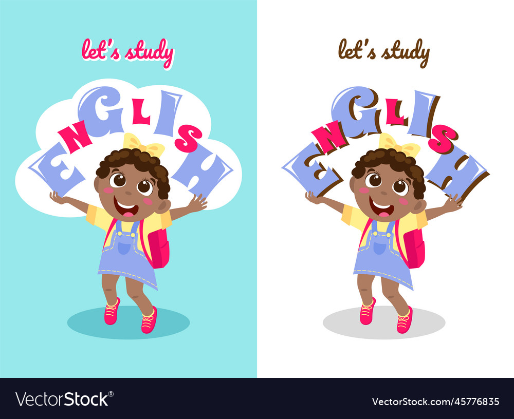 Cheerful little girl with letters in her hands