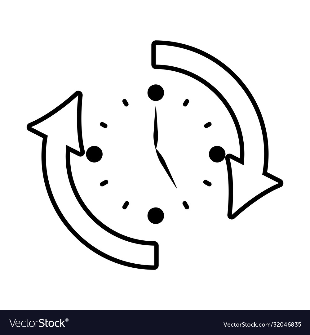 Uhr mit synchronen Pfeilen rund um den Linienstil