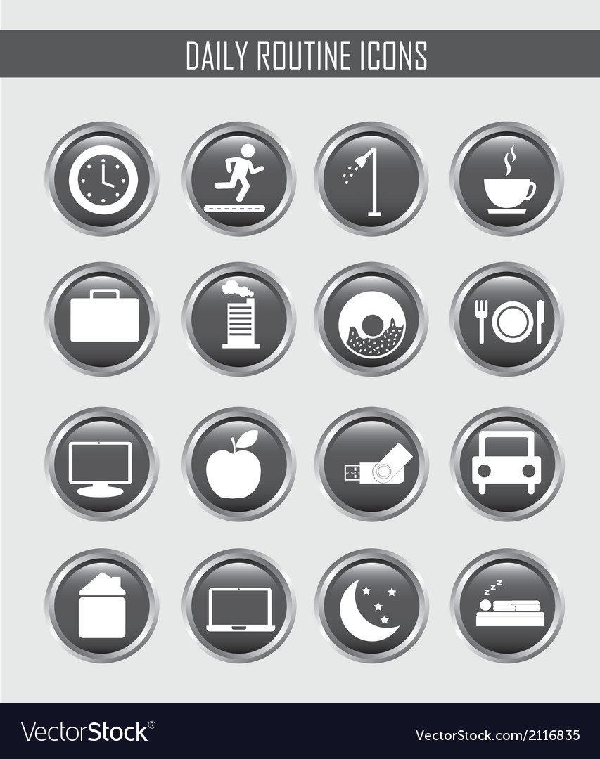 Daily routine icons over white background