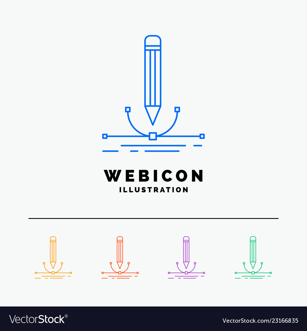 Design pen graphic draw 5 color line web icon vector image Design pen graphic draw 5 color line web icon