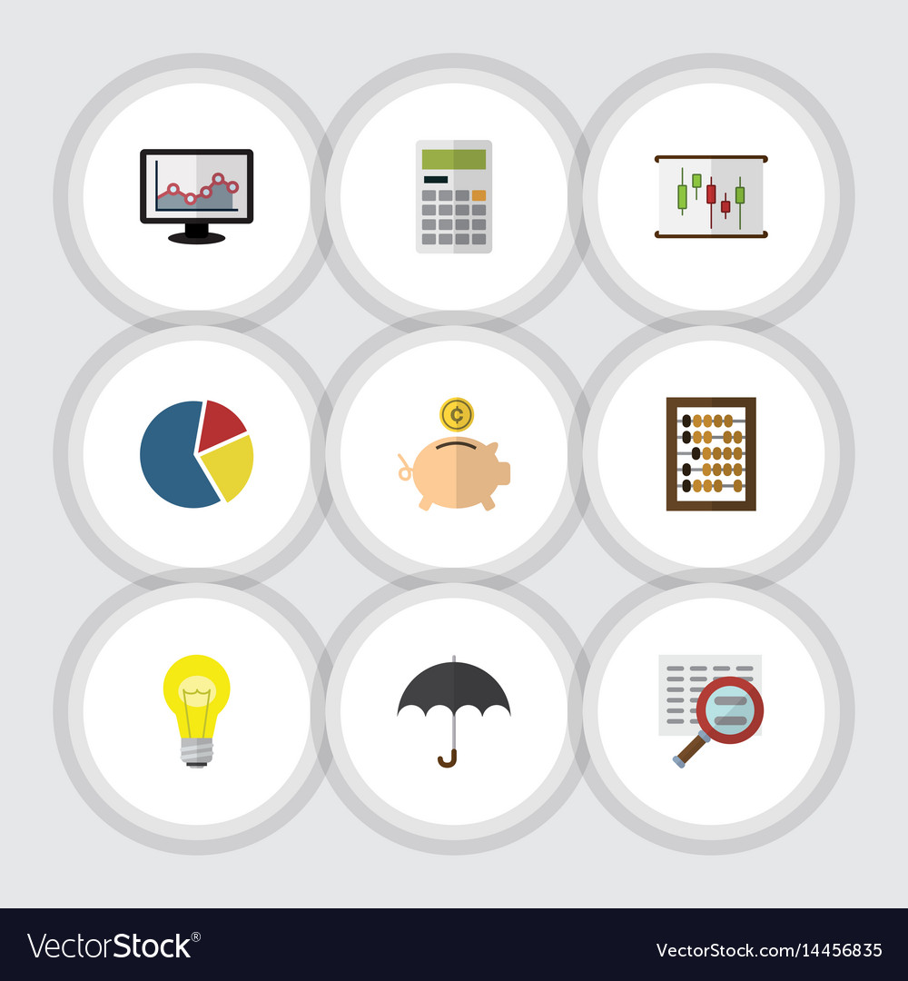 Flat gain set parasol calculate diagram and Vector Image