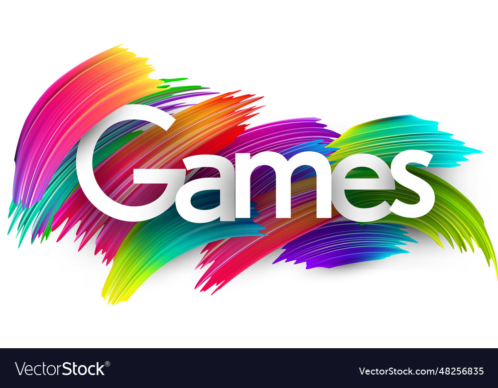 Games paper word sign with colorful spectrum