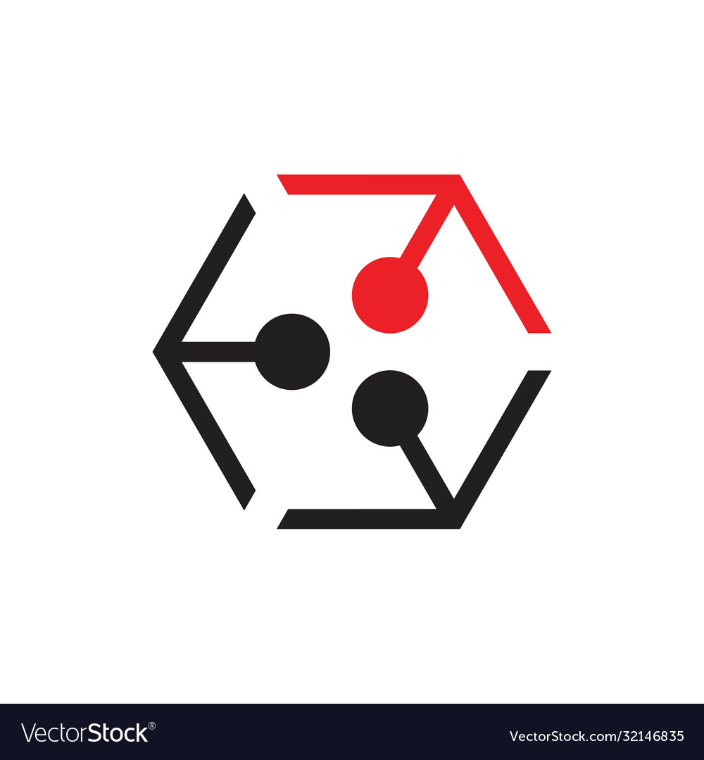 Hexagonal box dots arrow logo