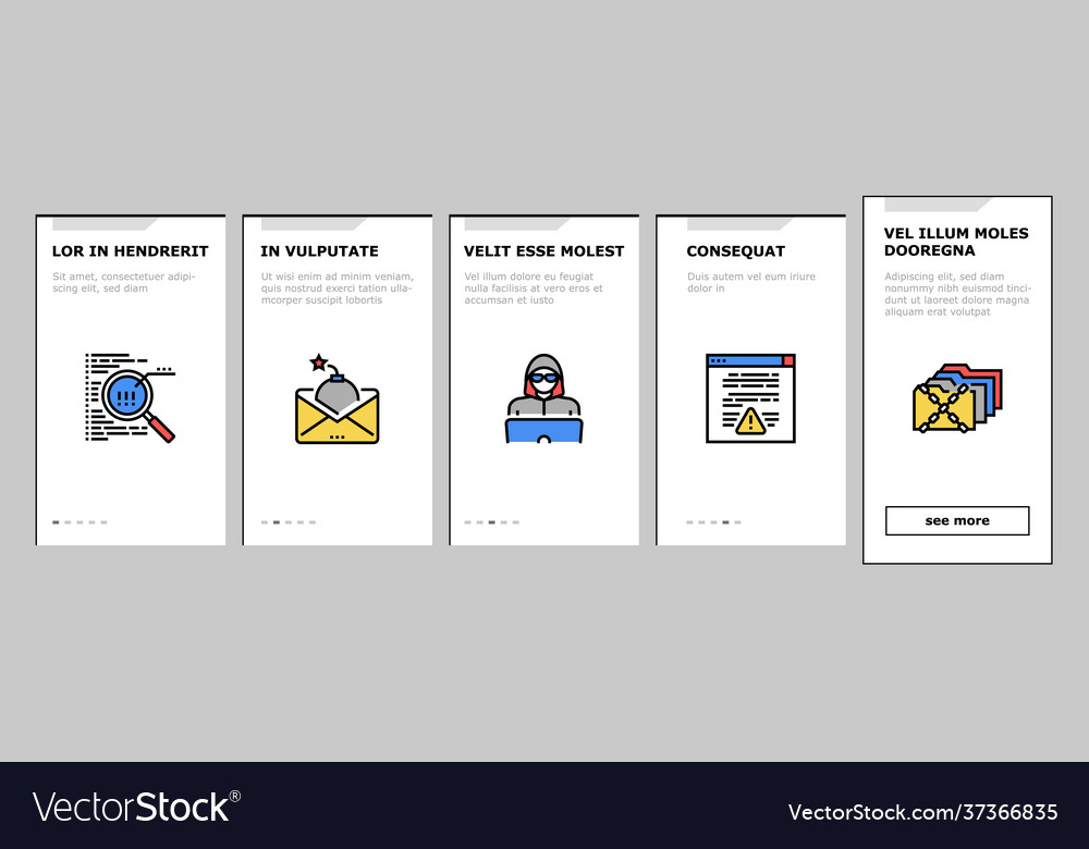 Internet security onboarding icons set vector image Internet security onboarding icons set