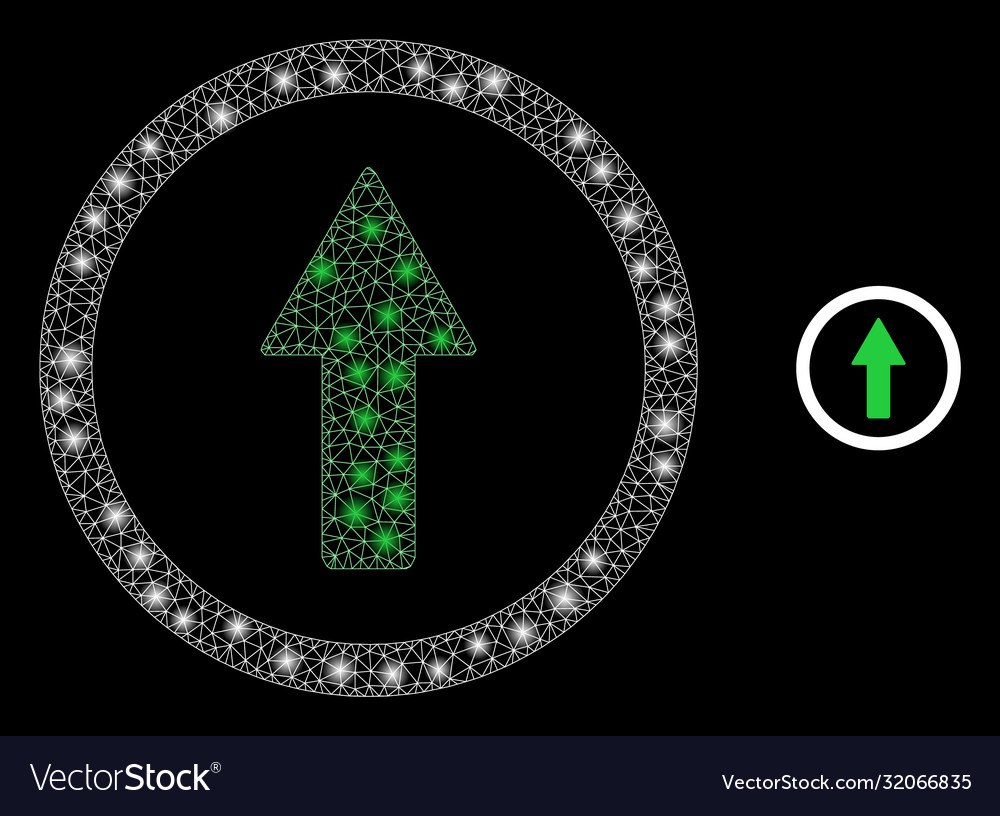 Rounded up arrow - bright web network with light vector image Rounded up arrow - bright web network with light
