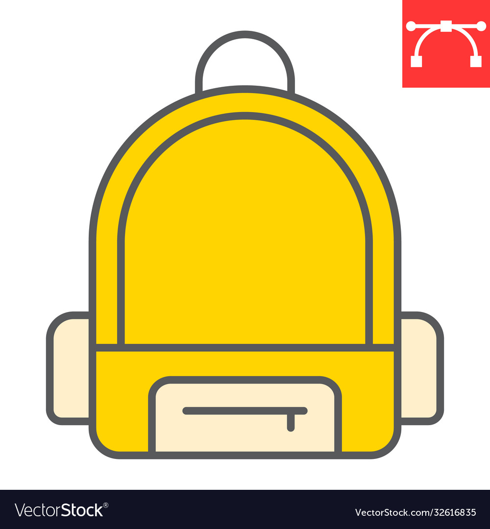 School bag color line icon and education Vector Image School bag color line icon and education