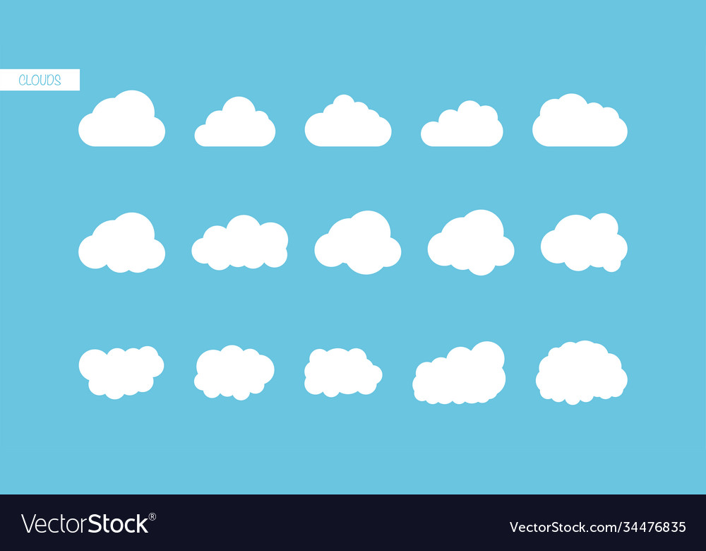 Set clouds in flat design isolated bubble
