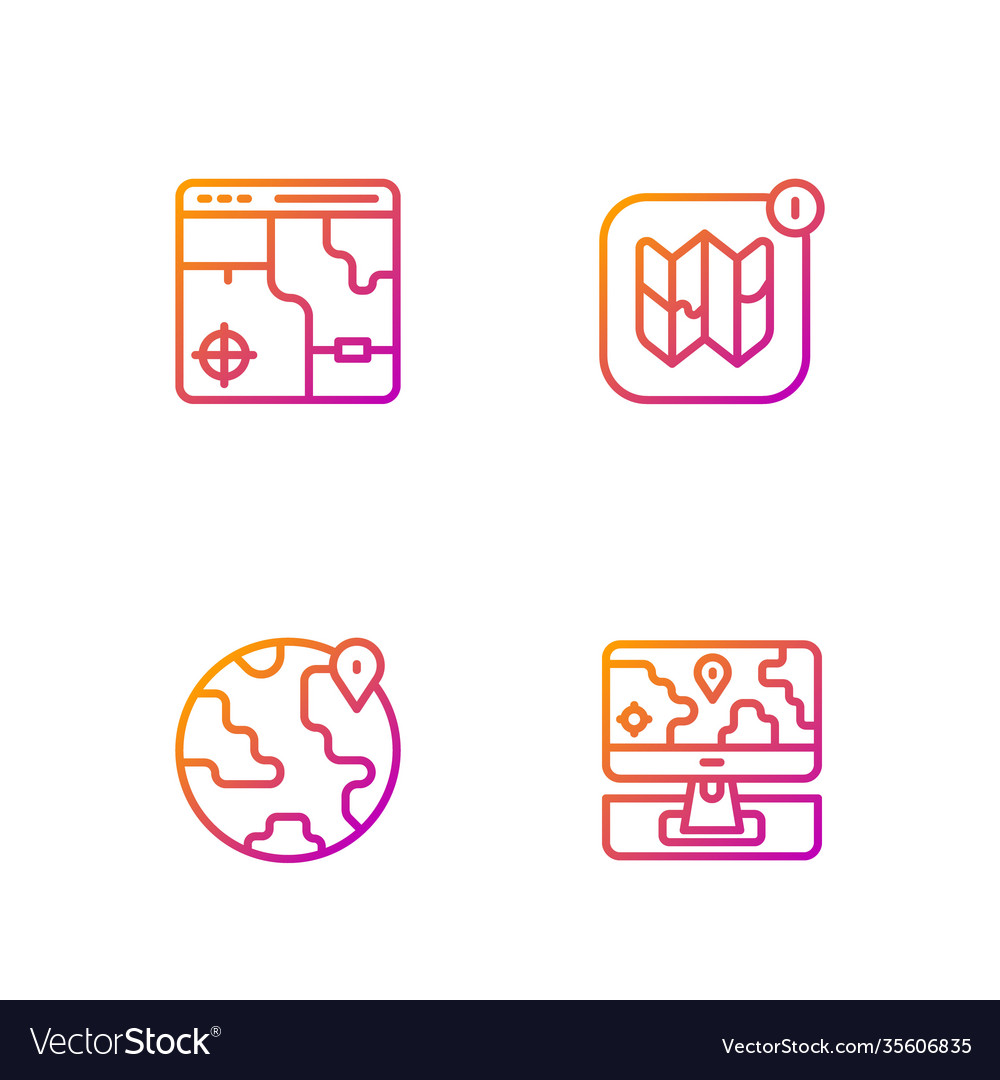Set line monitor with location marker vector image Set line monitor with location marker