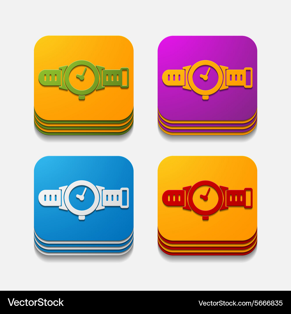 Square button watch Royalty Free Vector Image - VectorStock